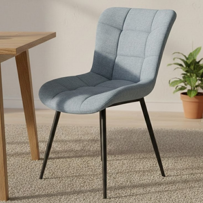 비셀리움 유나 푹신한 안락한 인테리어 의자 등받이 식탁 카페 화장대 소프트 고급 패브릭 쇼파 디자인 체어, 1개, 미스트그레이