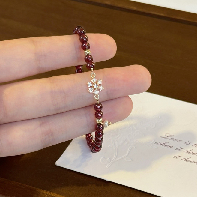 천연 석류석 가넷 눈꽃 포인트 원석 팔찌 데일리 주얼리