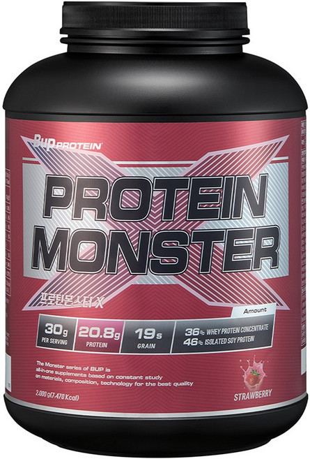 BUP 프로틴몬스터 X 딸기맛 2kg 헬스보충제 단백질보충제, 1개