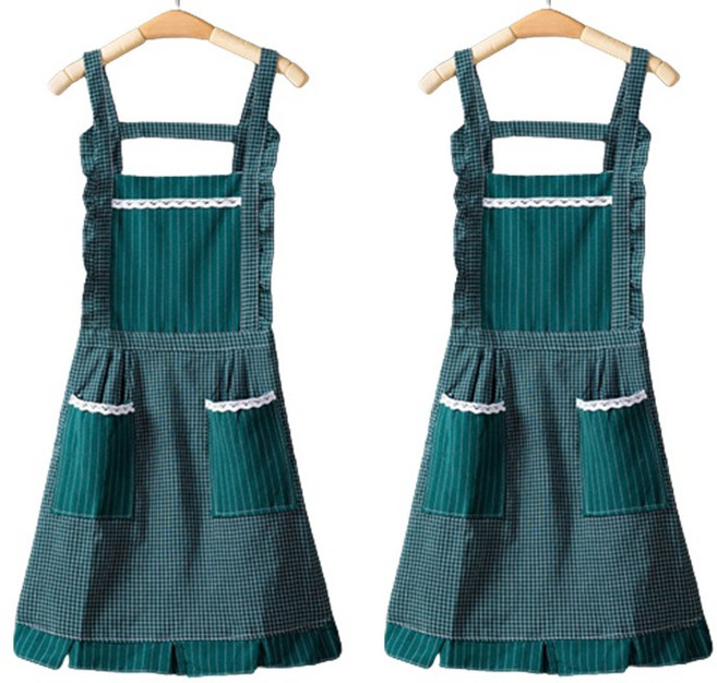 허브플러스 투포켓 프릴 앞치마, 그린, 2개