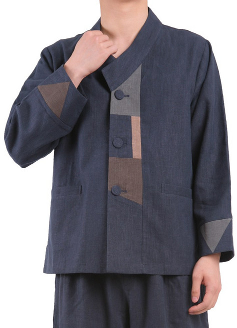 만덕몰 봄가을 남성 면 마 배색 조각보 저고리 바지 세트 개량 생활한복 절복 법복