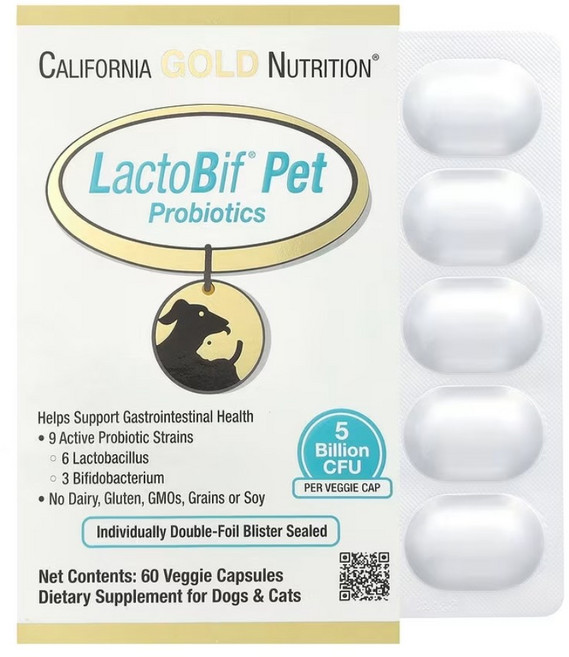 캘리포니아 골드 뉴트리션 락토비프 5 프로바이오틱스 유산균 50억 CFU 베지 캡슐 60정, 위, 1개