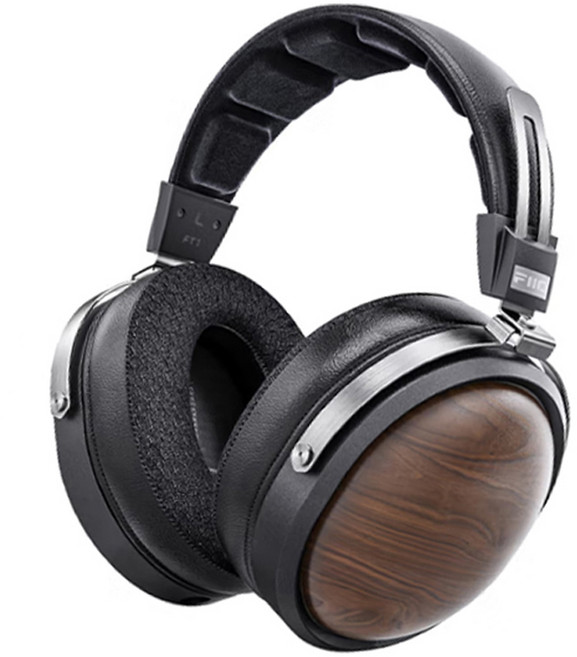 Fiio 유선 다이나믹 우든 보울 헤드폰, 블랙 + 우드, FT1