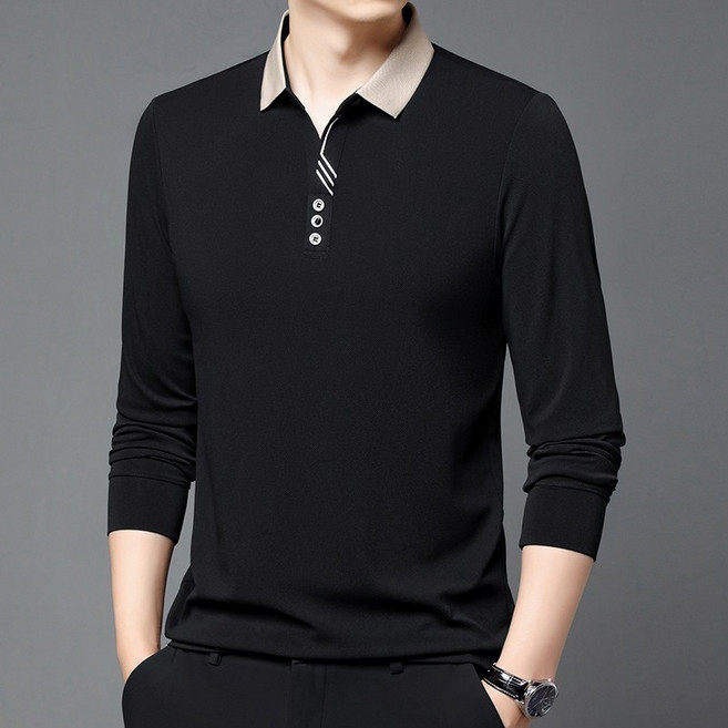 남성 긴팔 폴로셔츠 정장캐주얼 겸용 봄가을겨울 통용 형태안정성 뛰어나 가성비 아버지 선물로 추천