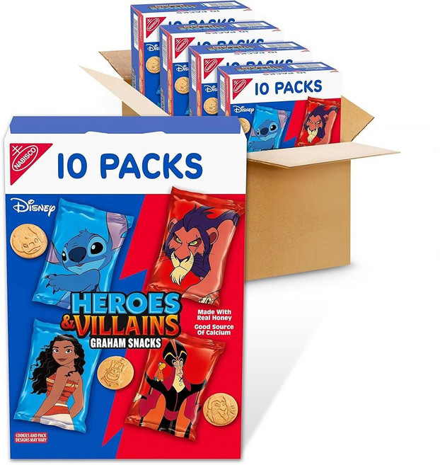 Disney Heroes and Villains Graham Snacks Custom Cookies Variety Pack 40-1 온스 Kids Snack Packs, Disney Heroes and Villains Gra, 1개