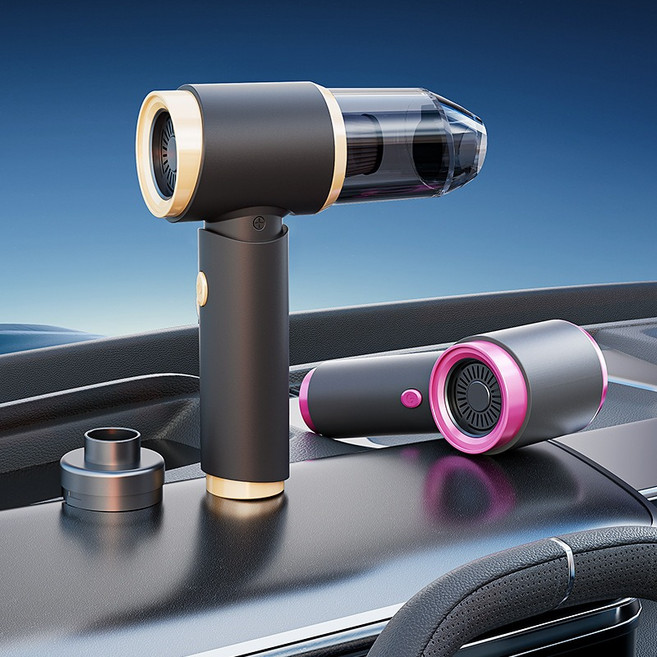 NEXFLOW 무선 강력 차량용/가정용 진공청소기 핸드허브 360도 전처리, 핑크색 럭셔리 키트 3개의 필터 무료 증정