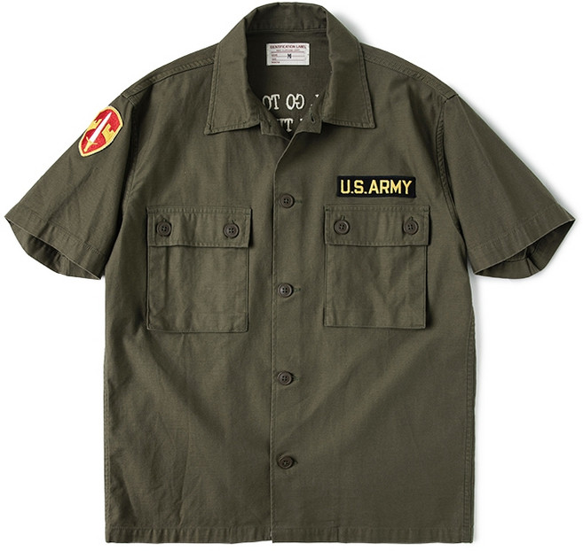 브론슨 논스탁 NON STOCK OG-107 반팔 셔츠 베트남 전쟁 MAVC ARVN 녹색 육군 녹색 S