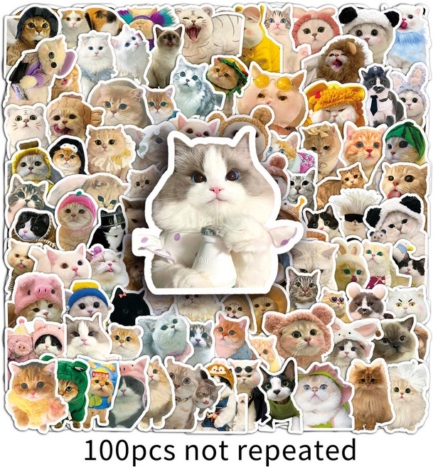 고양이 냥이 스티커 캐리어 폰꾸 다꾸 노트북 방수 스티커, 100피스