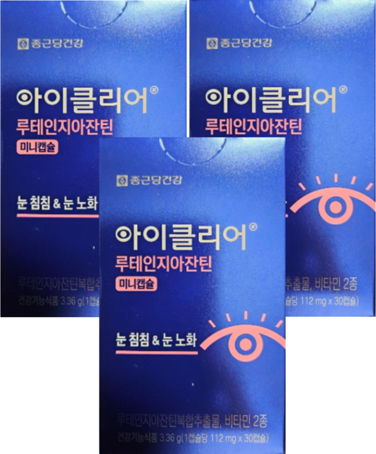 종근당건강 아이클리어 루테인 지아잔틴 미니캡슐, 3개, 30회분