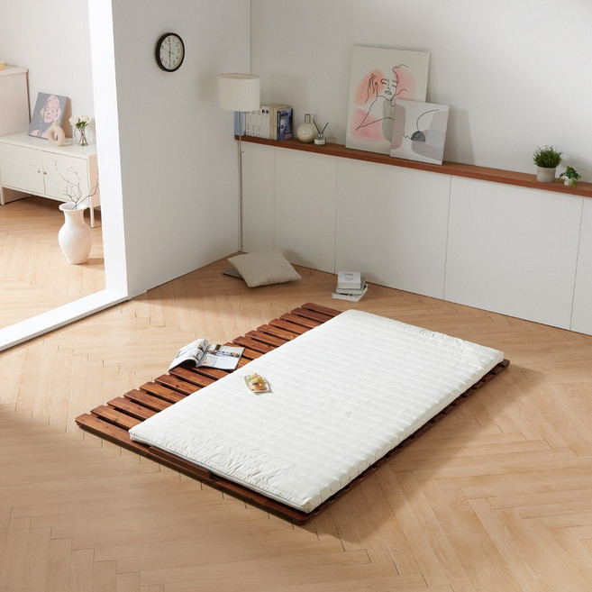 클라우드 9존 토퍼 매트리스 원룸 침대 바닥 접이식 수면매트 6cm MS SS Q, 크림