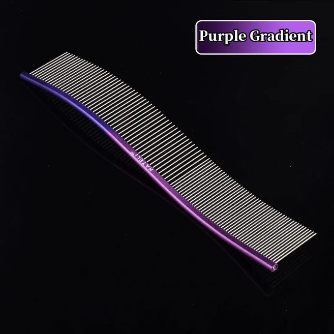 반려동물 S자형 및 곡선 빗 전문 스테인리스 스틸 그루밍 고밀도 스파 스 치아 개 고양이 청소 털 제거 빗, 01 1pc, 16 Purple gradient - 쿠팡