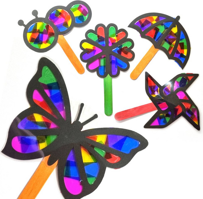 [아이꿈만들기] [봄 썬캐쳐 X 10개 (택 1)- 나비 애벌레 꽃 바람개비 우산, 바람개비 10개