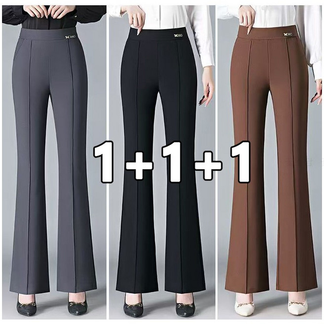 꽃소담 1+1+1 여자 하이웨스트 스판 데일리룩 봄 여름 나팔 팬츠 HZHF26A96