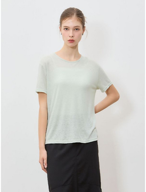 쉬즈미스 린넨 블렌디드 슬럽 반팔 티셔츠 택가격 78000원