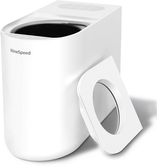 NineSpeed 대용량 AI 스마트 음성안내 가정용 음식물 처리기 분쇄기 건조분쇄 자동세척 4.5L, 화이트