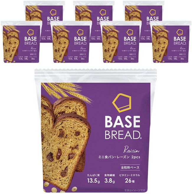 베이스푸드 베이스 브레드 미니 식빵 & 건포도 2개입 402g, 8개