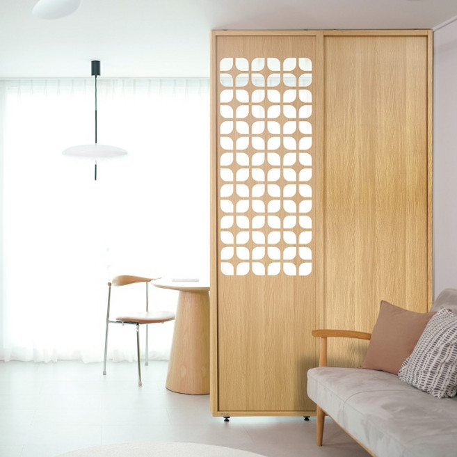 우드톡 1+1 무타공 패턴디자인 공간분리 셀프 가벽 파티션, DP-109, 무타공_487, 오크