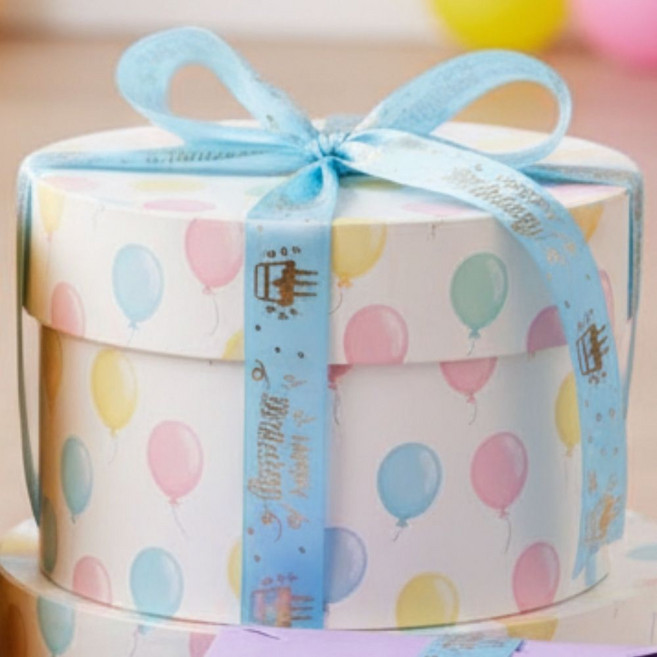 상일상회 생일축하 리본끈 선물 포장 금박 공단 레터링 25mm, 1개, 33m, 축하 스카이