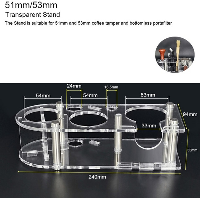 커피 교반기 침칠봉 디스트리뷰터 니들 드립 레벨링 1-6pcs 51mm 53mm 58mm 투명 탬퍼 매트 스탠드 기계 분말 밑바닥 portafilter 액세서리, c 1 pc 스탠드, 1개