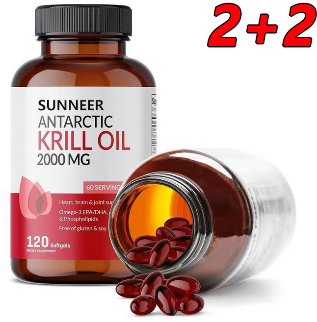 1+1/2+2 남극 크릴 오일 2000mg 안타르티카 크릴 오일 젤리 캔디 99.99% 안타르티카 크릴 오일/다시 젊은 날로, 120정, 4개