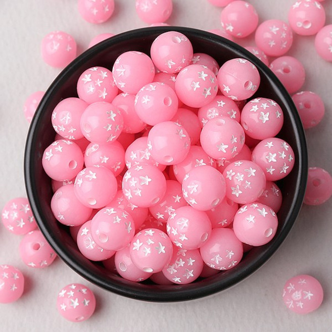 비즈아이 [645-05]야광볼 별볼 9mm 핑크 20개