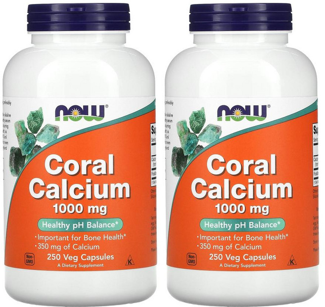 [1+1] Now Foods 나우푸드 산호칼슘 1000 mg 250베지캡슐 코랄칼슘 Coral Calcium 베지캡슐 2개, 250정