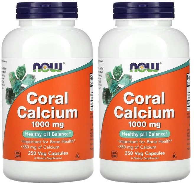 [1+1] Now Foods 나우푸드 산호칼슘 1000 mg 250베지캡슐 코랄칼슘 Coral Calcium 베지캡슐 2개, 250정 - 쿠팡