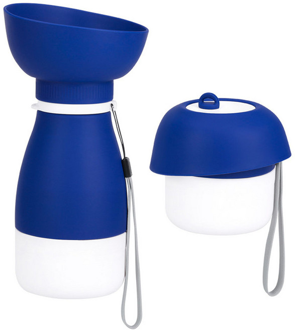 펫블리스 휴대용 강아지 물병 간식통 일체형 산책 올인원 물병, 1개, 블루