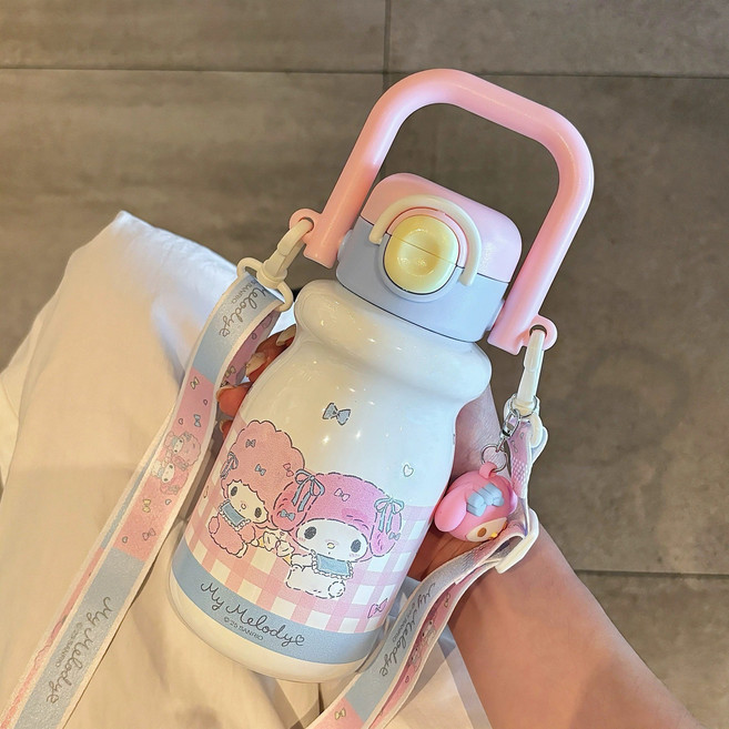 산리오 캐릭터 보온병 316 스테인레스 빨대 컵 귀여운 아동용 학생용 물병, 1개, 540ml, My Melody