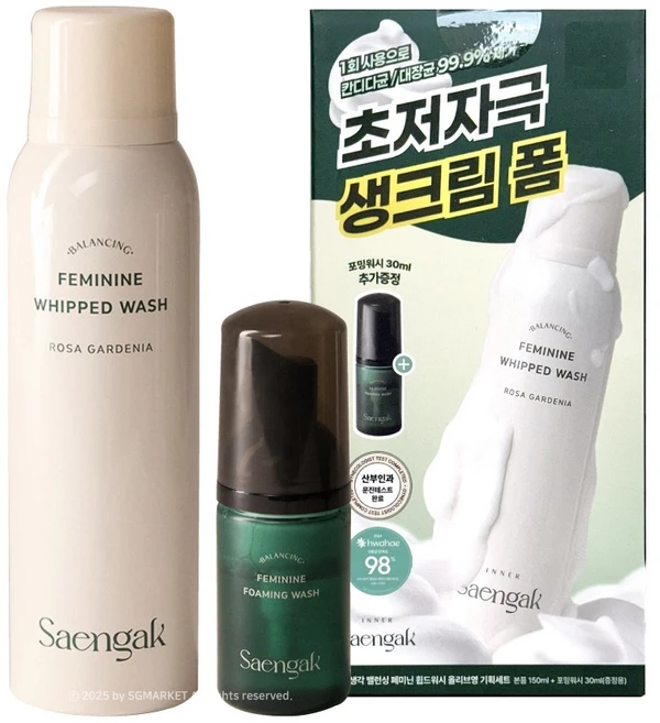 이너생각 밸런싱 페미닌 휩드워시 유산균 함유 여성청결제 180ml, 1개 - 쿠팡
