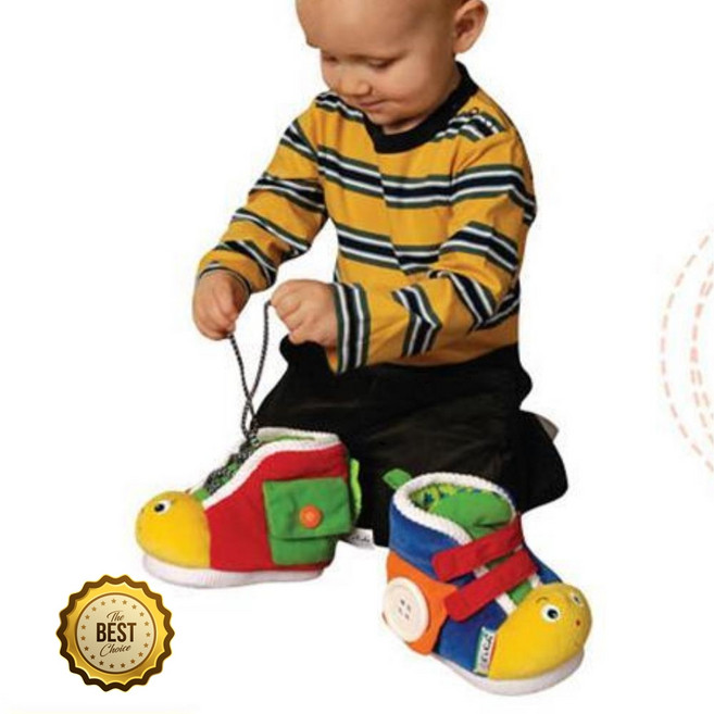 끈 묶기 버클채우기 아기 소근육놀이 신발인형 유아 키즈장난감 체험놀이, 1개