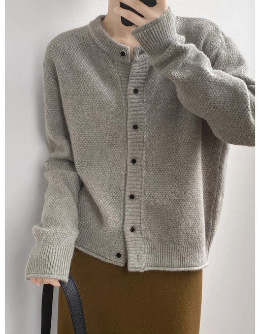 【慵懶顯瘦】針織開衫 毛衣女 韓系外套 寬鬆上衣 秋冬毛衣 針織外套 加厚保暖 圓領設計 百搭顯瘦 韓系慵懶風 秋冬內搭外穿