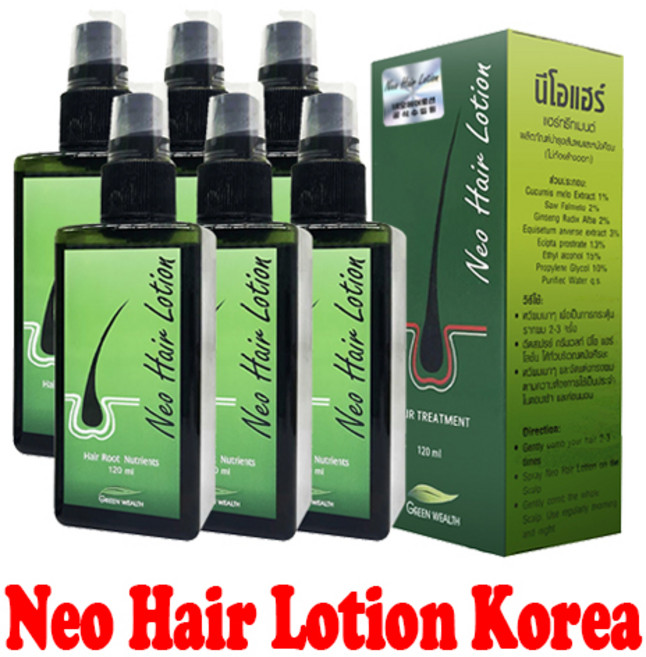 [네오헤어로션코리아] 네오헤어로션 태국정품 정품인증 홀로그램 부착 당일배송 Neo Hair Lotion, 120ml, 6개