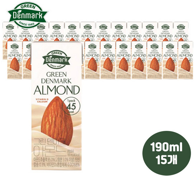 동원 그린덴마크 190mL 아몬드 15팩 무료배송/비건음료, 15개