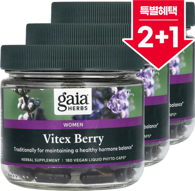 2+1 가이아허브 여성용 베이텍스 베리 베지 액상 파이토 캡스 180정 체이스트 베리 / 해외직구 미국정품, 3개