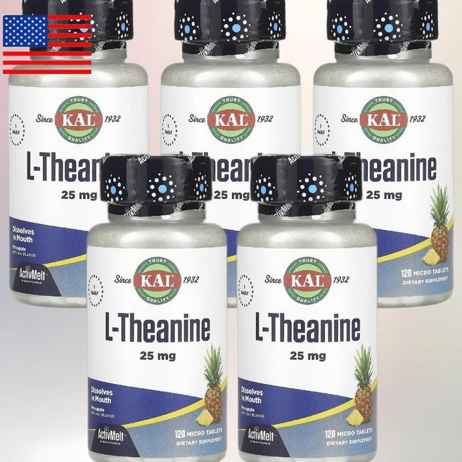 KAL L-테아닌 액티브멜트 파인애플 드림 25mg 마이크로정 120개, 120g, 5개, 120정 - 쿠팡