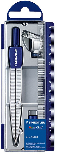 스테들러 노리스 클럽 스쿨 컴퍼스 고급 샤프 전용심 일체형 나사형 학생 제도 용품 도구 준비물, 550-60