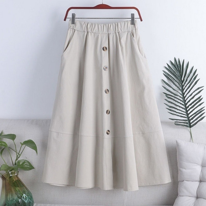 OSON 트렌치 밴딩 롱 스커트 포켓 플레어 치마