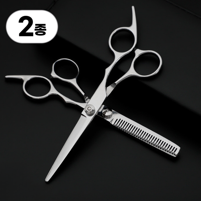 서린핏 헤어컷 미용가위 세트, 2개, 실버