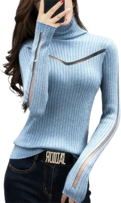 티티웍스 목폴라 긴소매 스웨터 슬림핏 여성 겨울 섹시 니트티