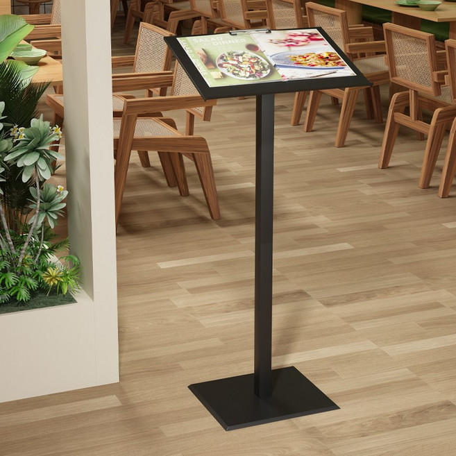 Pineha 디스플레이 선반 카페 메뉴판 거치대 메탈 프레임 진열대, 블랙, 철제