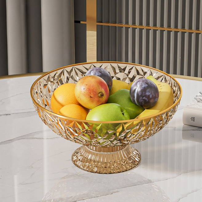 물빠짐 과일바구니 트레이 간식 투명바구니, 1개, 클리어골드