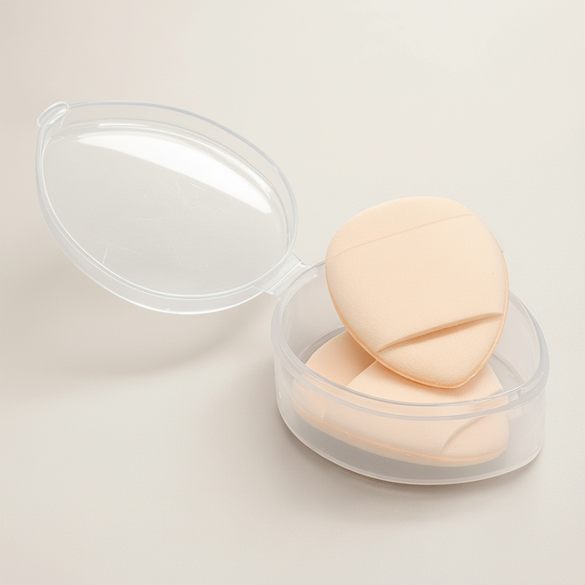 물방울 핑거퍼프 2개입 미니 메이크업 스펀지 잡티 커버 도구 세트, 1