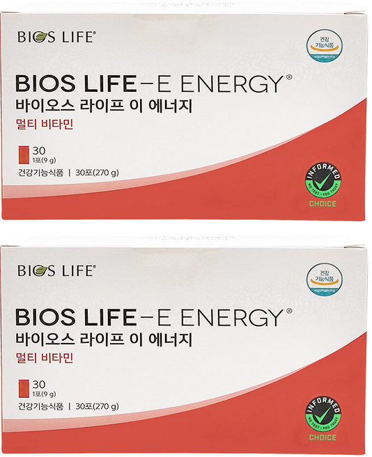 [유니시티] 바이오스 라이프 이 에너지 멀티비타민 E Energy 9g 2박스 60포 2달분, 270g, 2개