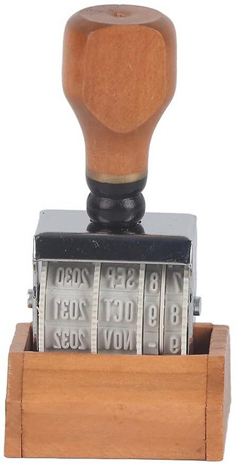 Haosie 롤러 날짜 스탬프 레트로 소형 스탬퍼 스탬퍼 잉크 일 월 연도 나무 손잡이 및 베이스 포함 DIY 공예 카드 만들기 플래너 스크랩북용 114167 62221, Haosie 롤러 날짜 스탬프, 레트로 소형 스탬퍼,