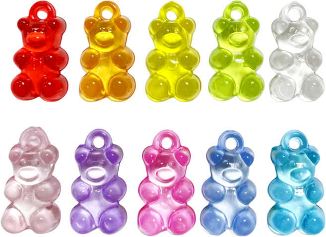 (15pcs) 젤리모양 곰돌이 펜던트 비즈공예팔찌 악세사리재료, (Y15) 하리보15개, 랜덤믹스색15개