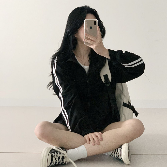 국내제작/간절기ver 데이지클로젯 바운더리 레터링 오버핏 두줄 라인 긴팔 후드집업 / 봄 여름 가을 간절기 학생 교복템 데일리룩 아방핏 기본템 여성 여자 심플 아우터 로고