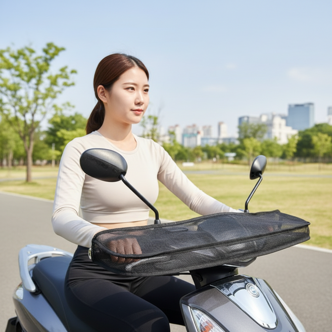 오토바이 스쿠터 자전거 핸들 토시 여름용 메쉬 햇빛가리개 커버, 핸들메쉬커버-1쌍