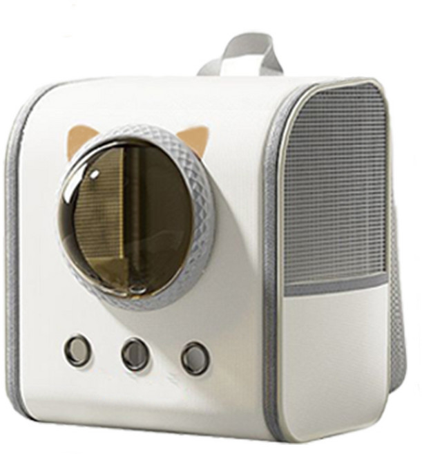 반려동물 우주선 고양이 이동가방 3면 통풍 백팩 이동 가방, 1개, 흰