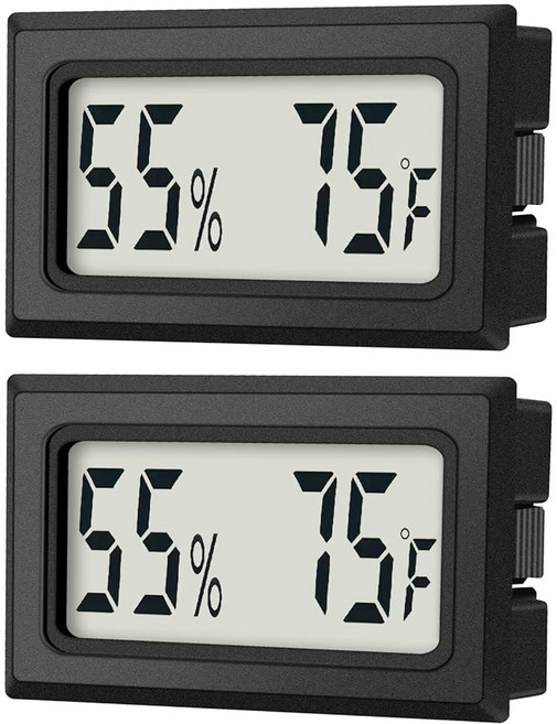 DWEPTU의 온실 정원 지하실 온도 등을 실내 미터 미니 디지털 습도 2팩 옷장 온도계 위한 게이지 화씨( )의 모니터, 01 샴페인